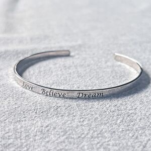 Nataliya V Collister NVC Love Believe Dream Sterling Silver 925 Cuff Bracelet
